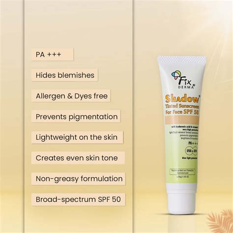 Buy FIXDERMA SHADOW TINTED SUNSCREEN SPF 50, SUNSCREEN WITH VITAMIN E ...