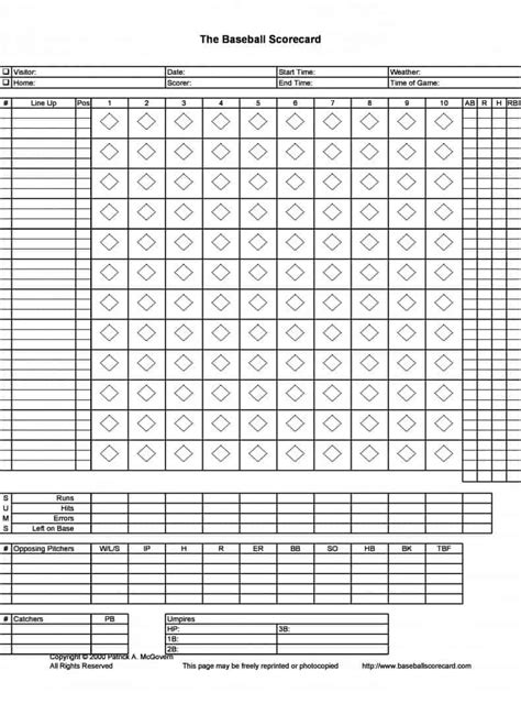 Baseball Box Score Sheet 的图像结果