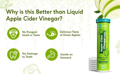 hk vitals Apple Cider Vinegar 750mg (Green Apple, 15 Effervescent ...