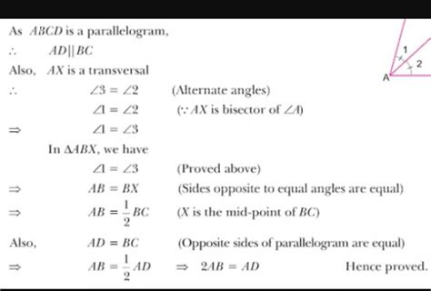 10. In a parallelogram ABCD, the angle bisector ofangleA bisects BC ...