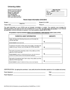 Fillable Online ASSET INFORMATION 1998-99 - uidahoedu Fax Email Print ...
