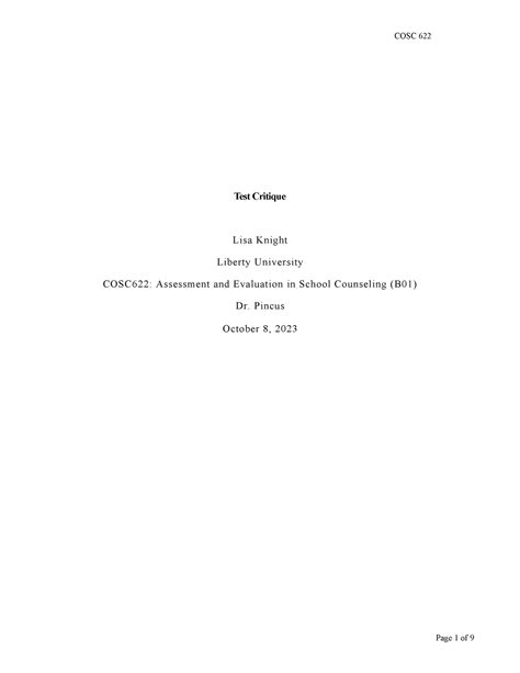 Image result for Test Critique Example