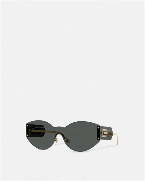 Gafas de sol Damier Plaque tipo pantalla Negro,Oro | VERSACE