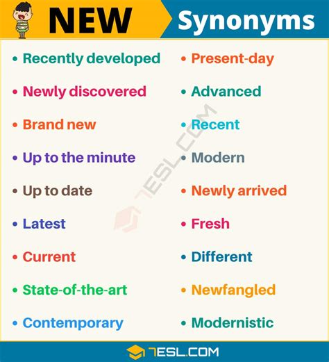 70+ Synonyms for "New" with Examples | Another Word for “New” • 7ESL