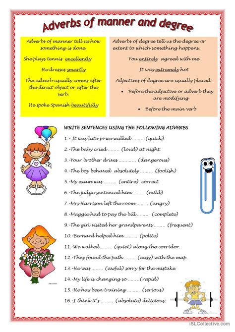 Free Printable Adverbs For Grade 1