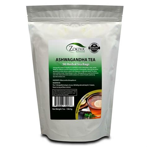 Organic Ashwagandha Tea - 90 Bags | Premium Quality 100% Pure Root ...