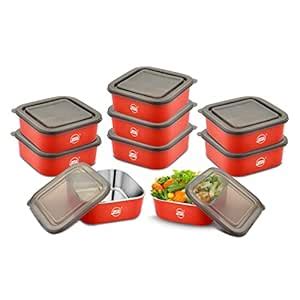 Buy JSI Steel Microwave Safe Containers Pack of 9 Pcs, 600 ML - Inner ...