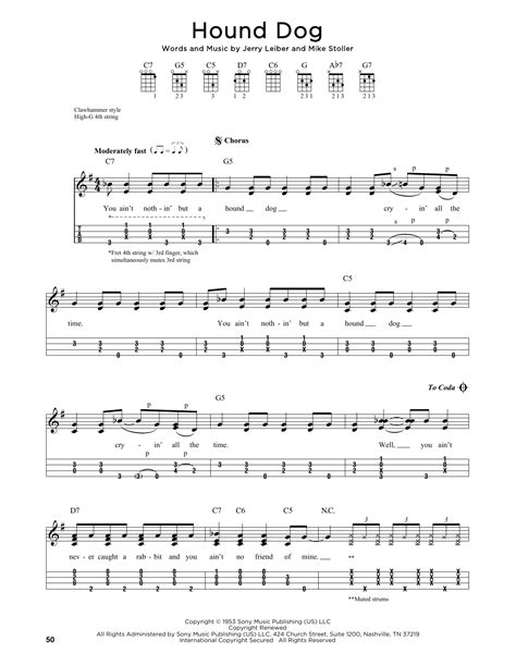 Hound Dog (arr. Jim Schustedt) by Elvis Presley Sheet Music for Ukulele ...