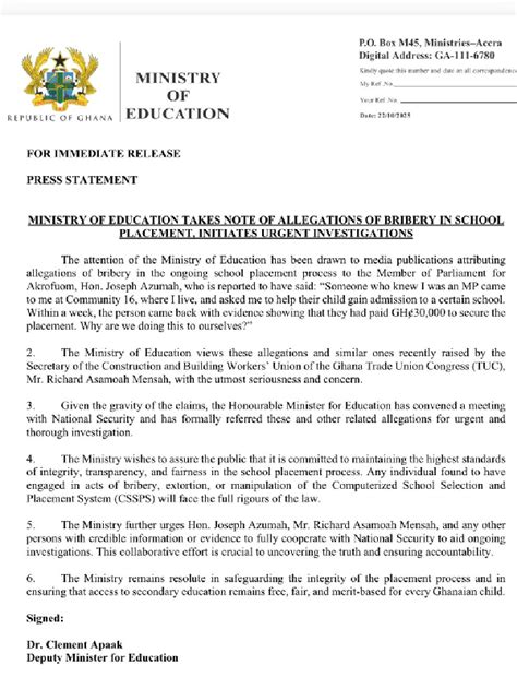 Ministry of Education launches investigation into GH¢30K school ...