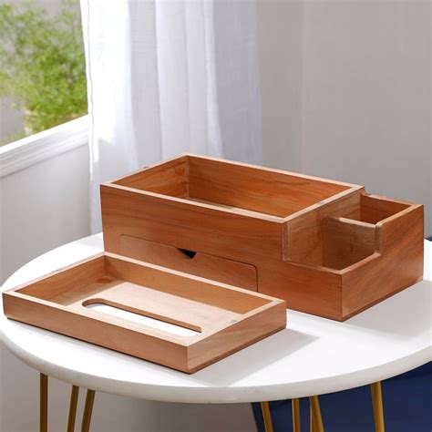 Wooden Tissue Box And 3 Shelf Desk Organiser Online - Premium Tissue ...