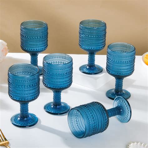 Zesty Wine Glass Blue Set Of 6 250ml Online - Premium Goblet | Nestasia
