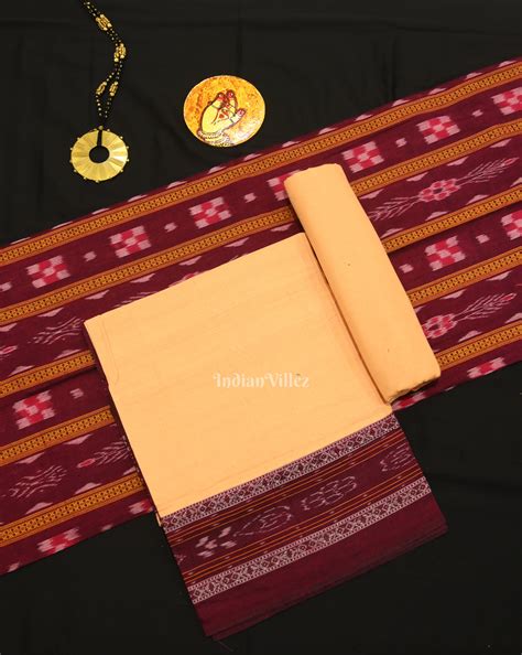 Purple Cream Pasapali Sambalpuri Cotton Dress set with Dupatta ...