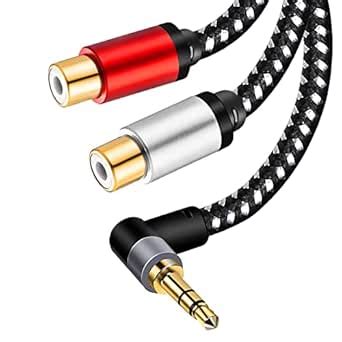 RCA to 3.5mm Aux Cable, Angle RCA Y Splitter 1 Male to 2 Female ...