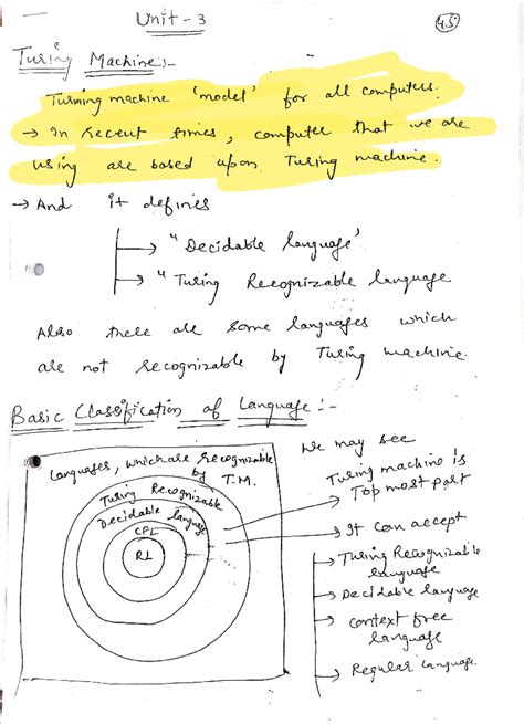 TOC Notes: Understanding Turing Machines - Unit 3 Concepts - Studocu