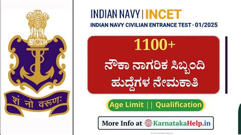 Indian Navy INCET-01 2025: ವಿವಿಧ ನೌಕಾ ನಾಗರಿಕ ಸಿಬ್ಬಂದಿ ಹುದ್ದೆಗಳ ...