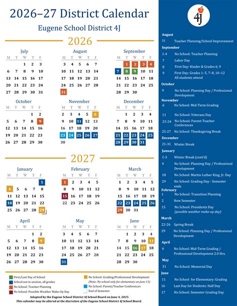 Eugene School District 4J - Calendars