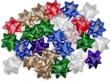 Pack of 50 Self Adhesive Gift Bows in Assorted Color & Designs, Peel N ...