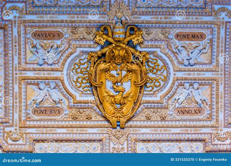 The Coat of Arms of Pope Paul V on the Ceiling of the Entrance Porch of ...