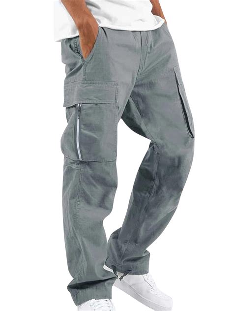 Liacowi Men Baggy Cargo Pants Elastic Waist Wide Leg Pants Loose Fit ...