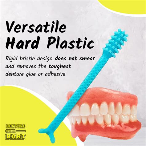 Denture Dart V3 Hard Plastic Brush: Gel Adhesive Remover & Oral Hygiene ...