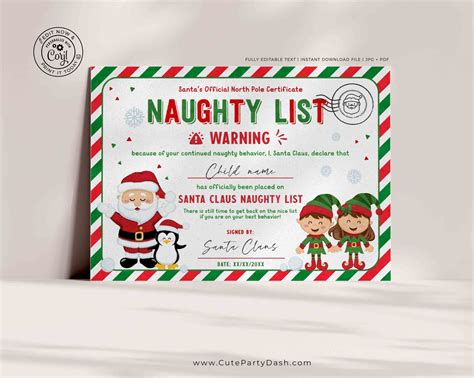 Free printable naughty list, Download Free printable naughty list png ...