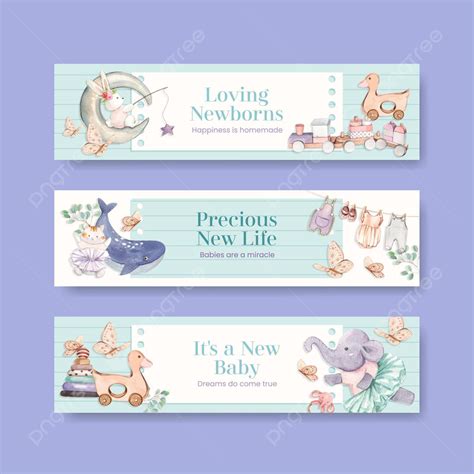 Watercolorstyle Banner Template Featuring A Hello Baby Theme Vector ...