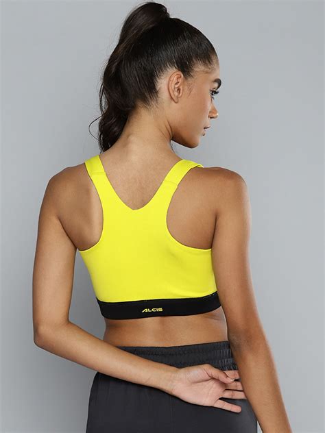 ALCIS Lime Green & Solid Workout Bra AAWBRADM00016501-XS