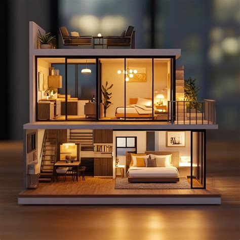 Stylish simplicity a detailed miniature modern house | Premium AI ...