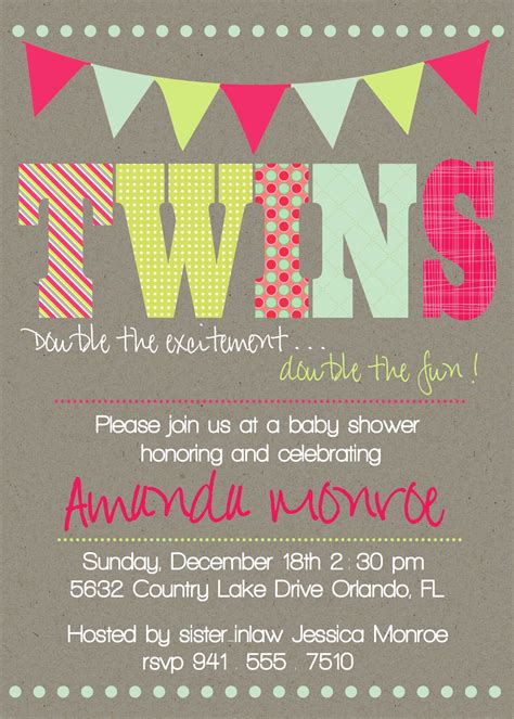 Baby Shower Invitation Wording Twins at William Ruth blog