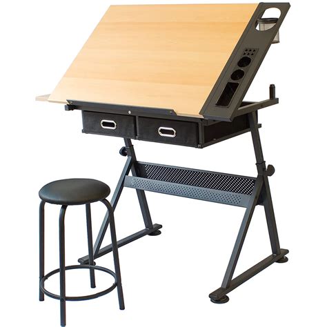 Buy Height Adjustable Drafting Table, 0-80°Tilting Drawing Desk, Artist ...