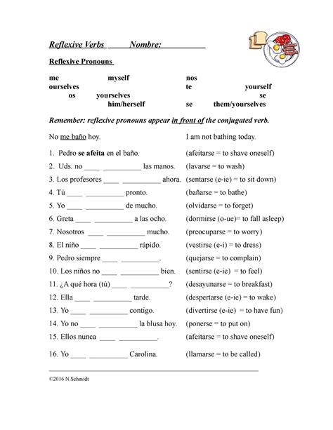 Spanish Reflexive Verbs Worksheet Losverbosreflexivos Differentiated-1 ...