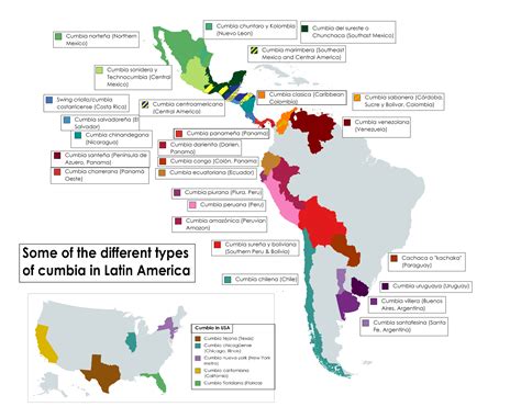 Some of the different types of cumbia in Latin... - Maps on the Web