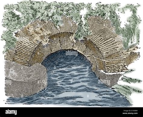 Cloaca Maxima. Sewage systems. Rome. Roman Empire. Engraving Stock ...