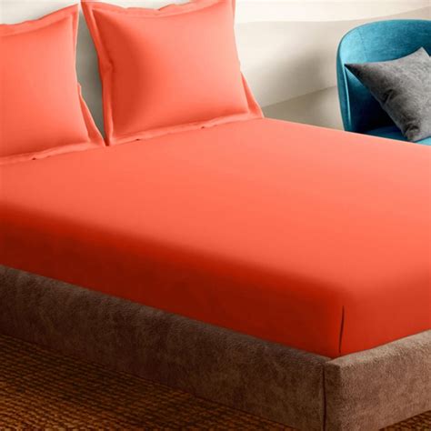 Buy PORTICO Supercale Coral Solid Cotton Super King Bedsheet Set ...