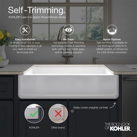 KOHLER Whitehaven Undermount 32.68-in x 21.56-in Cast iron Single bowl ...