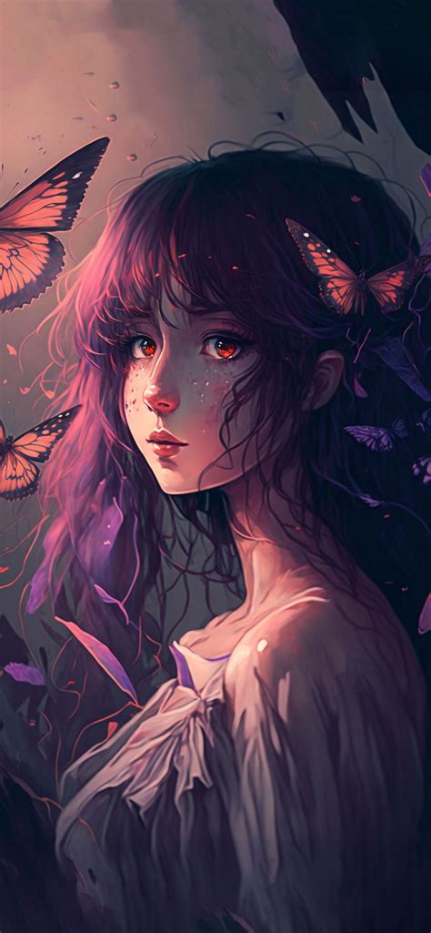 🔥 Free Download Anime Girl Butterflies Aesthetic Wallpaper by ...