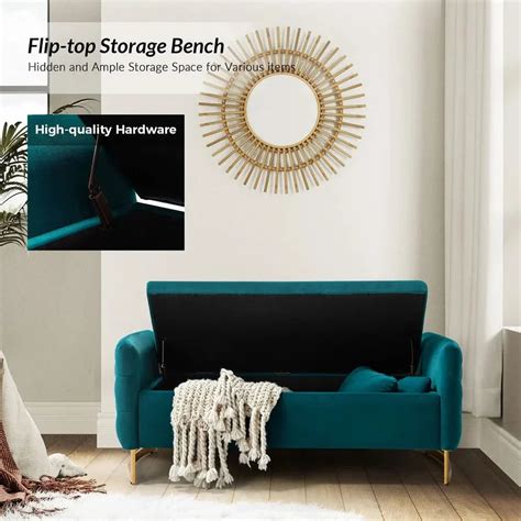 Modern Upholstered Flip Top Storage Bench – Craft Decor