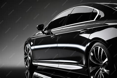 Premium Photo | Shiny black car polished with dark isolated background for website or print design