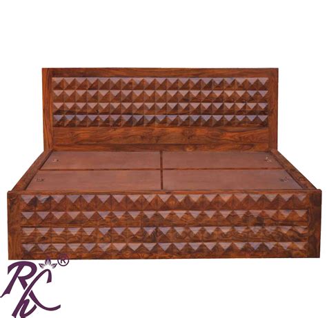 Solid Wood Diamond Design King Size Storage Bed - RAJ HANDICRAFT
