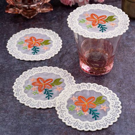 Embroidered Coaster - Floral