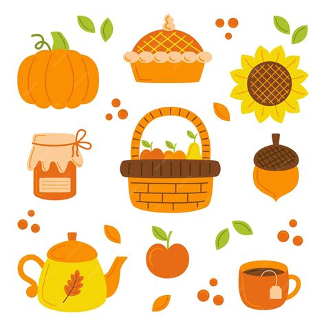 Premium Vector | Autumn set Fall elements Vector illustration background