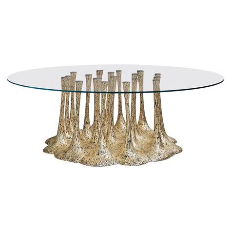 New Design Dining Table Glass and Fiberglass Finished in Verdigris 8/10 ...