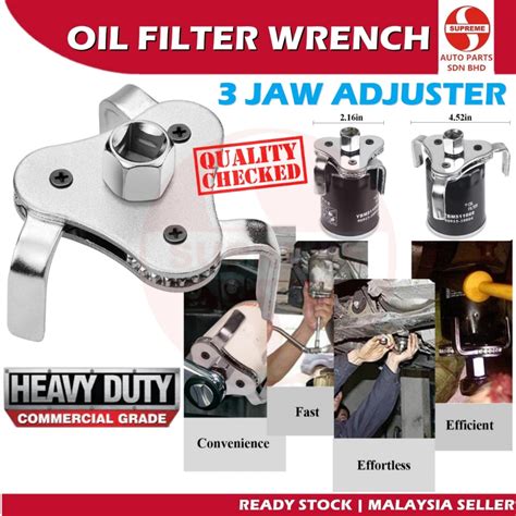 S2U 3 Jaw Two Way Adjustable Oil Filter Opener 1/2 Socket Wrench Tool Cars Trucks Pembuka ...