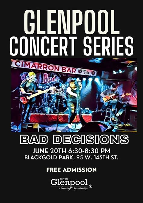 Bad Decisions Concert, Black & Gold Park, Glenpool, 20 June 2024 ...