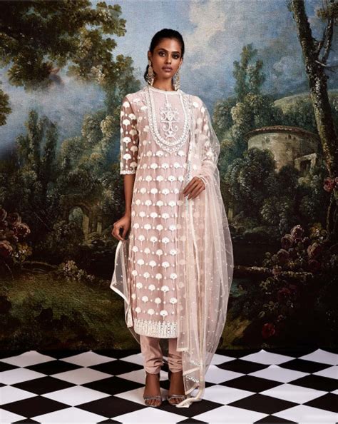 Buy Adaline Beige Based Multi Colored Kurta Set - Falguni Shane Peacock