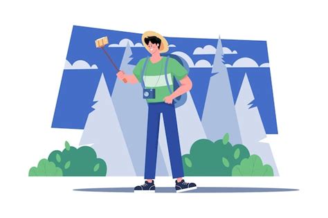 Male travel vlogger illustration concept | Premium Vector