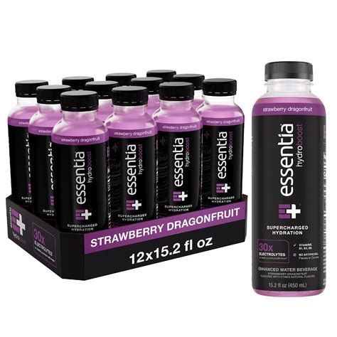 Essentia Hydroboost Enhanced Flavored Bottled Water, Strawberry ...