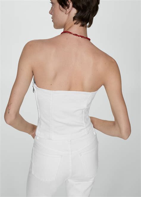Denim strapless top - Women | MANGO USA