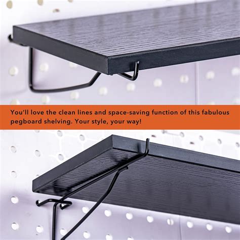 Buy Black Wooden Pegboard Shelf - 3 Set of Pegboard Shelfing with Metal ...