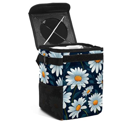 Daisy Foldable Car Trash Bin Mini Trash Can with Lid, Leak-proof, Hanging Storage Bag - Car ...